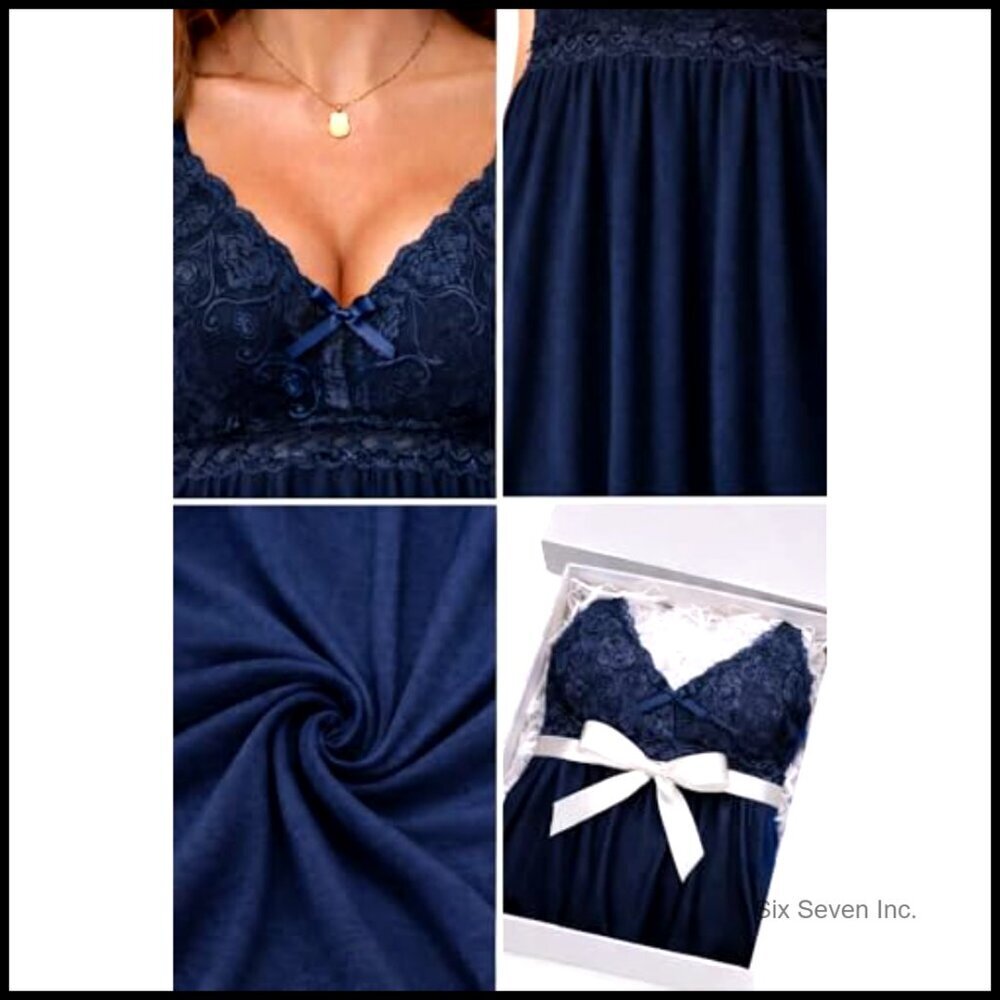 Lace Chemise Nightgown Elegant Minimal Chic Adjustable Straps Sleepwear Slip - Picture 6 of 7